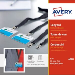 BG3223 | Avery Lanyards 440x20mm Black Pk 10