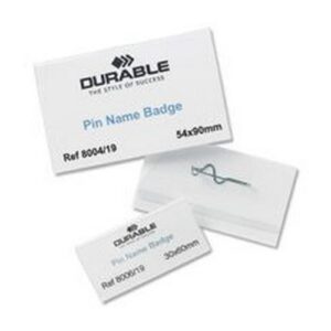 BG6987 | Durable Pin Name Badge 40x75mm Transparent Pack 100 8008