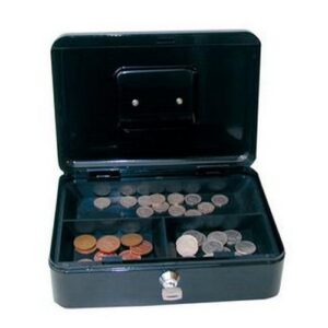CS9197 | Cash Box with 2 Keys Plus Removable Coin Tray 200mm Black