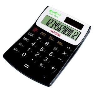 CT9262 | Aurora Eco Dtop Calc Rcyc Solar And Bat Pwr 12 Dig 3 Key Mem