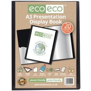 DB3006 | A3 90% Recycled 20 Pocket Fold Flat Spiral Display Book