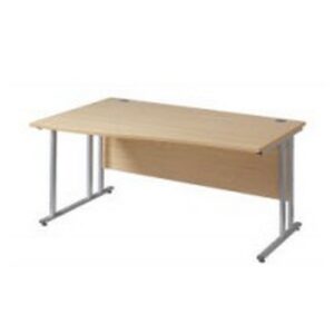 DS1459 | Maestro 25 Sl Silver LH Wave Desk 1600mm x 990/880 Oak