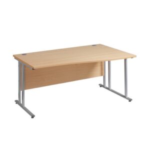 DS1463 | Maestro 25 SL Silver RH Wave Desk 1400mm x 990/880 Oak