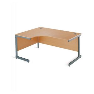 DS1493 | Maestro 25 SL Silv LH ergo Desk 1800mm x 1200/800/600 Oak