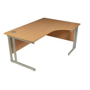 DS1495 | Maestro 25 SL Silv RH ergo Desk 1600mm x 1200/800/600 Oak