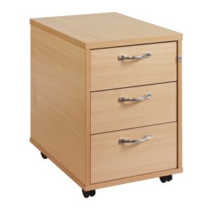 DS1651 | Dams 3 Drawer locking mobile Pedestal With Handles Oak