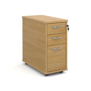 DS1653 | Dams 3 Drawer Tall Narrow Locking Mob Pedestal Handles Oak