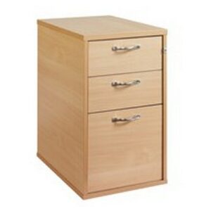 DS1659 | Dams 800 Deep 3 Drawer Desk Hign Pedestal With Handles Oak