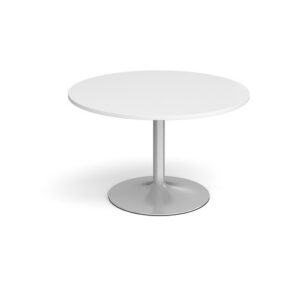 DS2285 | Trumpet Base Circular Boardroom Table 1200mm Silver White