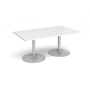 DS2315 | Trumpet Base Rectangular Boardroom Table 1800mm Slv Wht