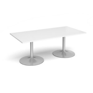 DS2330 | Trumpet Base Rectangular Boardroom Table 2000mm Slv Wht