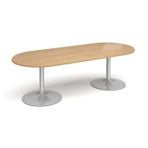 DS2343 | Trumpet Base Radial End Boardroom Table 2400mm Slv Oak