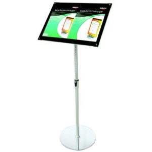 DS3476 | Deflecto Chrome Bevelled Floor Sign Holder A3 DE790645