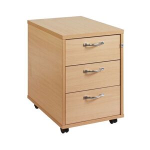 DS3650 | 3 Drawer Locking Mobile Pedestal With Handles Walnut
