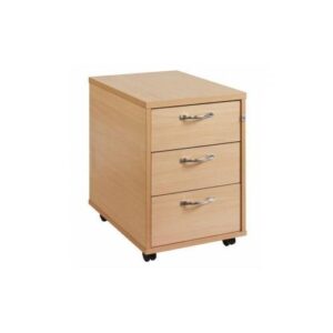 DS3651 | 3 Drawer Locking Mobile Pedestal With Handles Beech