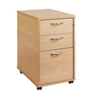 DS3654 | 3 Drawer Tall Locking Mobile Pedestal With Handles Walnut