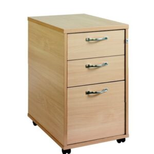 DS3655 | 3 Drawer Tall Locking Mobile Pedestal With Handles Beech
