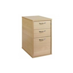 DS3662 | 3 Drawer 600 Deep Desk High Pedestal With Handles Beech