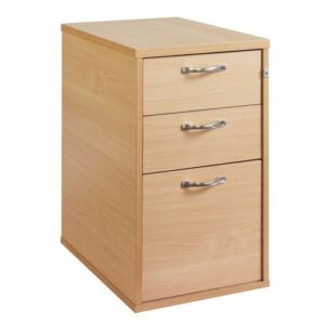 DS3664 | 3 Drawer 800 Deep Desk High Pedestal With Handles Walnut