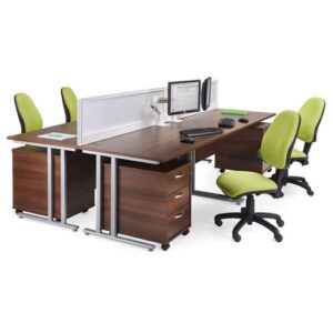 DS3718 | Maestro 25 Sl Silver Cantilever Desk 1600W X 800D Walnut