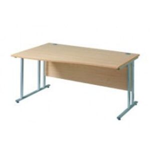 DS3726 | Maestro 25 Sl Silver LH Wave Desk 1400mm X 990/800 White