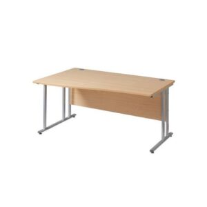 DS3729 | Maestro 25 Sl Silver LH Wave Desk 1600mm X 990/800 White