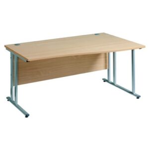 DS3731 | Maestro 25 Sl Silver LH Wave Desk 1600mm X 990/800 Beech