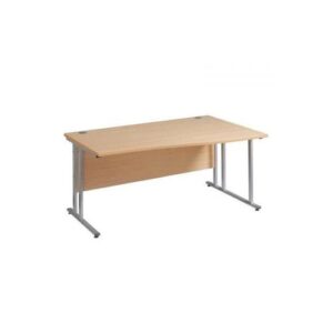DS3737 | Maestro 25 SL Silver RH Wave Desk 1400mm X 990/800 Beech
