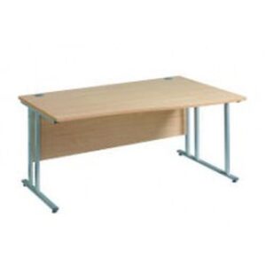 DS3739 | Maestro 25 SL Silver RH Wave Desk 1600mm X 990/800 Walnut