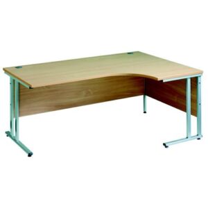 DS3741 | Maestro 25 SL Silv LH ergo desk 1600mm X 1200/800/600 White