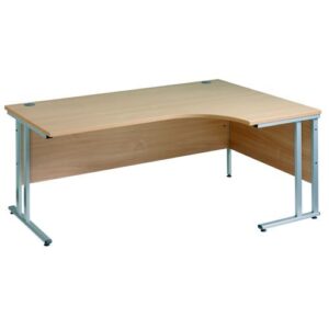 DS3743 | Maestro 25 SL Silv LH ergo desk 1600mm X 1200/800/600 Beech