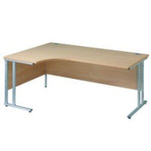 DS3744 | Maestro 25 SL Silv LH ergo desk 1800mm X 1200/800/600 White