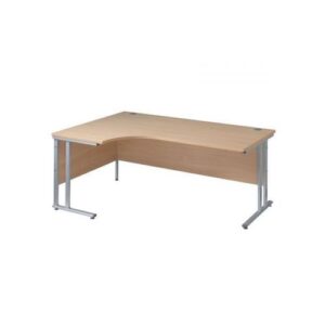 DS3746 | Maestro 25 SL Silv LH ergo desk 1800mm X 1200/800/600 Beech