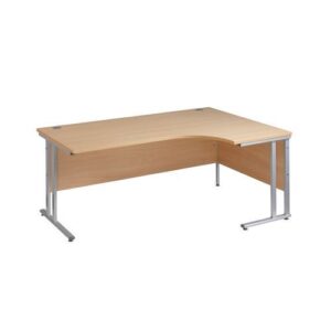 DS3747 | Maestro 25 SL Silv RH ergo desk 1600mm X 1200/800/600 White