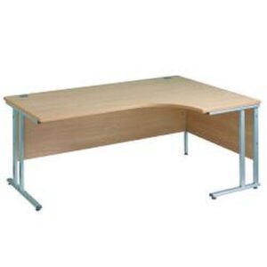 DS3748 | Maestro 25 SL Silv RH ergo desk 1600mm X 1200/800/600 Walnut