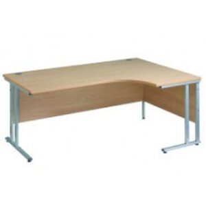 DS3751 | Maestro 25 SL Silv RH ergo desk 1800mm X 1200/800/600 Walnut