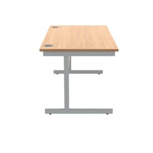 DS5438 | Single Upright Cantilever Desk 1400X800 Beech/Silver