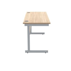 DS5447 | Single Upright Cantilever Desk 1400X600 Oak/Silver