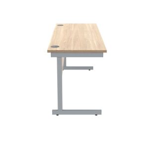 DS5448 | Single Upright Cantilever Desk 1600X600 Oak/Silver