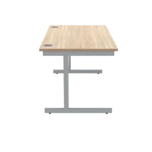DS5450 | Single Upright Cantilever Desk 1400X800 Oak/Silver