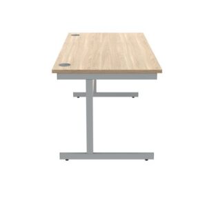 DS5451 | Single Upright Cantilever Desk 1600X800 Oak/Silver