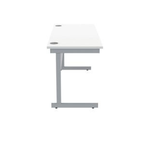DS5459 | Single Upright Cantilever Desk 1400X600 White/Silver
