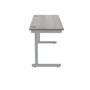 DS5468 | Single Upright Cantilever Desk 1200X600 Grey Oak/Silver