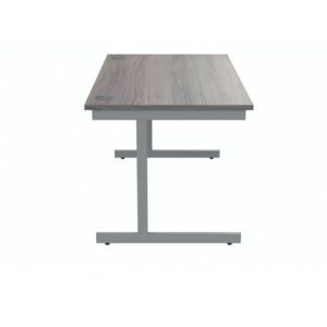 DS5470 | Single Upright Cantilever Desk 1400X800 Grey Oak/Silver