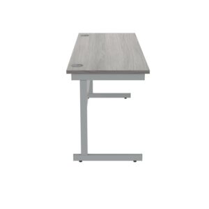 DS5517 | Single Upright Cantilever Desk 1600X600 Grey Oak/Silver