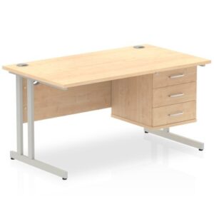 DS6182 | Impulse 1400 Rect Silver Cant Leg Desk