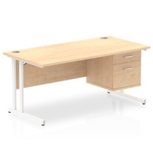 DS6444 | Impulse 1600 Rect White Cant Leg Desk