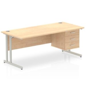DS6697 | Impulse 1800 Rect Silver Cant Leg Desk