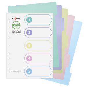 DV1221 | ReBorn Ringbinder 5-Part Index Dividers A4 – Pastel Assorted