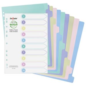 DV1222 | ReBorn Ring binder 10-Part Index Dividers A4-Pastel Assorted